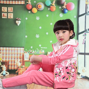 女童 2016新款秋季中大儿童韩版休闲运动两件套装时尚纯棉学生装