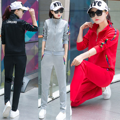 运动套装女秋16新款韩版长袖长裤中学生时尚休闲运动服时尚两件套
