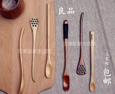 木质勺子品尝勺子加长柄勺可爱木制勺子日本订单包邮咖啡勺搅拌6g