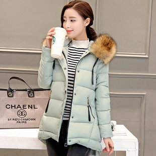 2016冬季新款韩版女装中长款大毛领羽绒棉服女装加厚外套棉衣