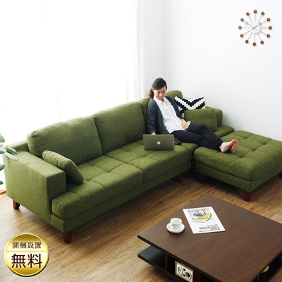日式棉麻布艺沙发组合 小户型客厅L型转角北欧风格简约客厅布沙发