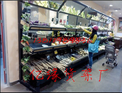 厂家商场配套超市设备木质木制水果架木制蔬菜架蔬果架木制货架