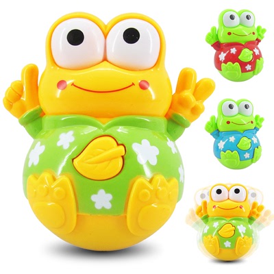 包邮婴幼儿益智玩具 电动音乐灯光青蛙不倒翁 宝宝6个月