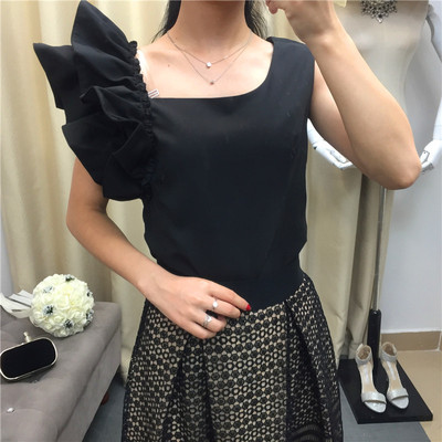 折2017莫代尔夏季韩版女装修身短款纯色上衣T恤显瘦百搭不规则