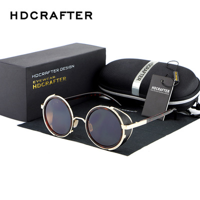 包邮HD2016范冰冰奥斯卡同款欧美圆形墨镜皮质女潮复古型太阳眼镜