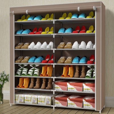 索尔诺 特价简易鞋柜便携多功能布艺防尘鞋架多层简约现代经济型
