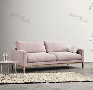 北欧宜家实木三人沙发简约现代风格小户型组合布艺美式乡村新古典