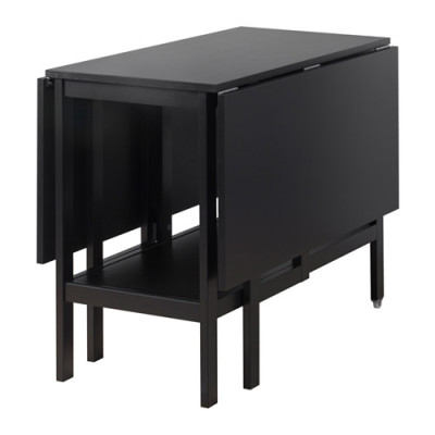 嘟嘟杭州宜家代购 IKEA 巴斯维金 翻板桌 客厅餐桌 黑色