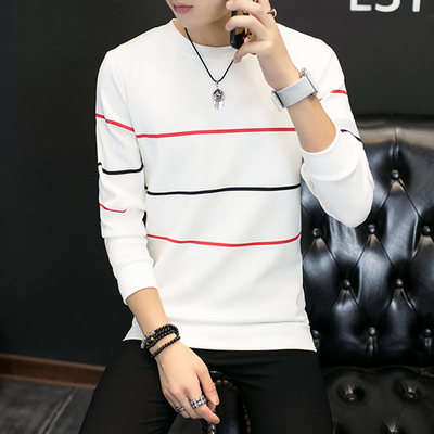 2016新款秋装长袖T恤男士圆领体恤青年韩版修身印花长袖潮流上衣