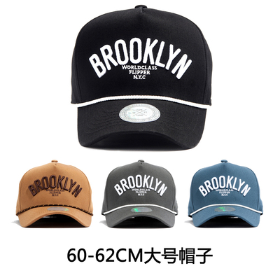 韩国大号棒球帽韩版正品进口Brooklyn字母刺绣大头围弯沿鸭舌帽