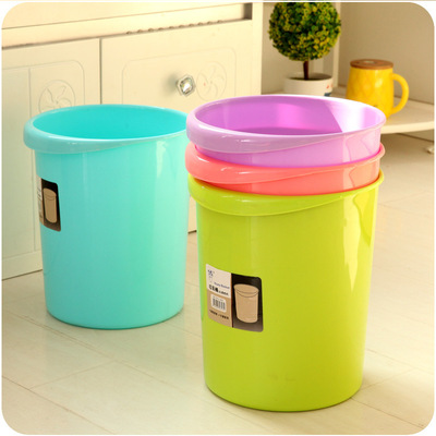 创意垃圾桶家用办公室多色垃圾篓厨房圆形无盖塑料垃圾桶