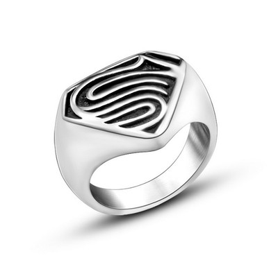 欧美创意超人戒指男 钛钢复古个性潮人学生霸气单身食指环配饰品