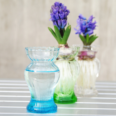 WUSE  欧式迷你款桌面彩色玻璃小插花瓶装饰风信子风水培花器摆件