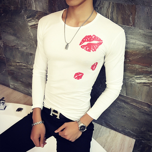 2016秋季新款韩版男士修身圆领打底衫时尚休闲大码t恤学生体恤衫