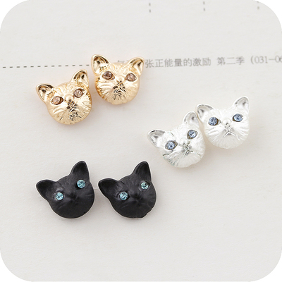 韩国气质饰品精致可爱动物逼真可爱猫咪耳钉女耳环耳针耳饰