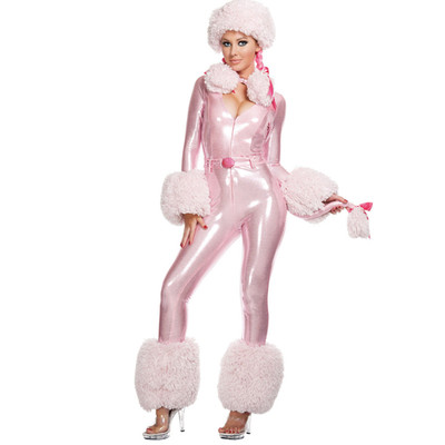 高贵气质 亮皮粉色芭比贵妃狗服装 疯狂派对 夜店舞台装DS演出服