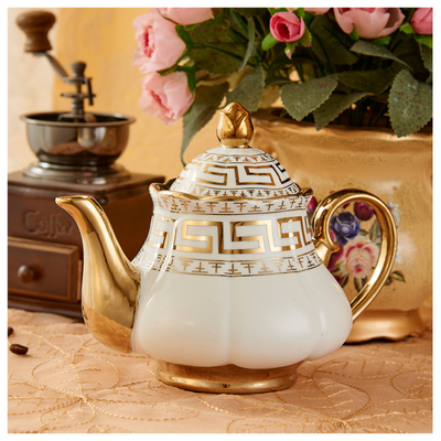 陶瓷凉水壶大容量 耐热防爆带过滤孔茶壶单壶 欧式咖啡壶1000毫升