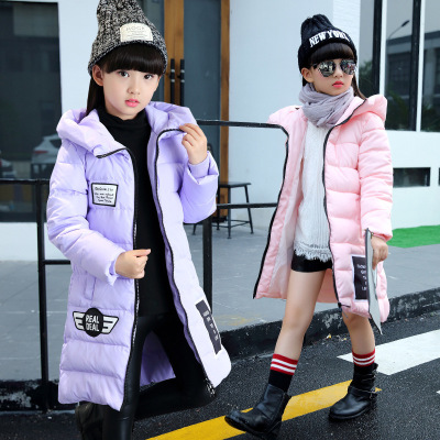 女童棉衣冬季中大童韩版纯色贴标长袖棉袄儿童2016年童装一件代发