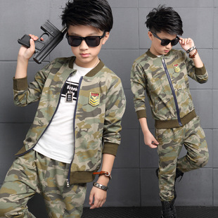 童装男童休闲运动套装韩版中大童儿童迷彩服两件套时尚潮衣春秋款