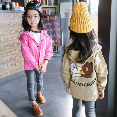 女童秋装2016新款韩版儿童女宝宝春秋款童装卡通连帽长袖风衣外套