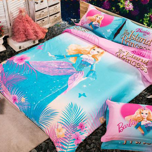 纯棉白雪公主四件套芭比女孩床上用品儿童卡通被套床单三件套床笠