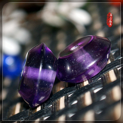 紫水晶对珠扁珠天然水晶17mm背云算盘珠diy配珠多宝项链配珠sy921