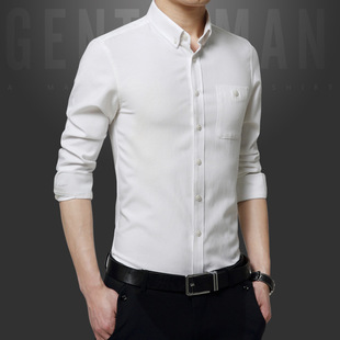 韩版2016夏季衬衫男 长袖修身纯棉时尚休闲薄款男士潮流白领商务