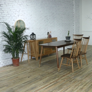 北欧橡木实木现代时尚小户型日式创意家用原木黑胡桃长方形餐桌