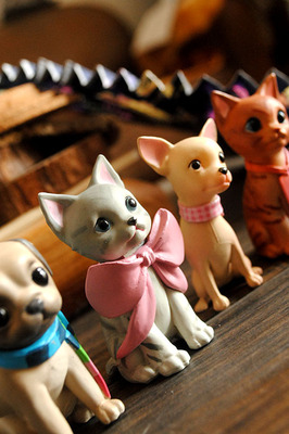 日本正版散货 八哥犬 吉娃娃 花猫 狗狗猫咪 拉布拉多 模型 摆件
