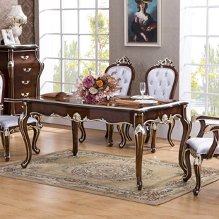 欧式北欧新古典木纹实木现代简约家具长方形餐桌餐桌椅组合厂家直