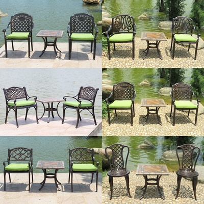 梓晴户外桌椅铸铝阳台桌椅花园休闲小茶几一桌二椅三件套组合套件
