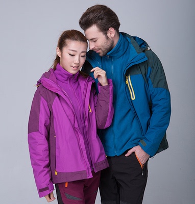 户外运动抓绒两件套冲锋衣男女情侣款三合一保暖防风水登山滑雪服