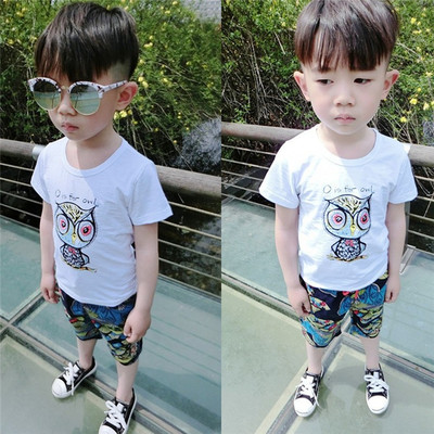 2016夏季童装 韩版男童T恤 1234岁男童 卡通图案儿童T恤套装