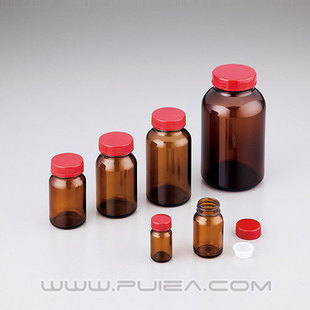 进口ASONE玻璃广口试剂瓶 100ml 棕色粗口标准瓶带内盖样品胶囊瓶