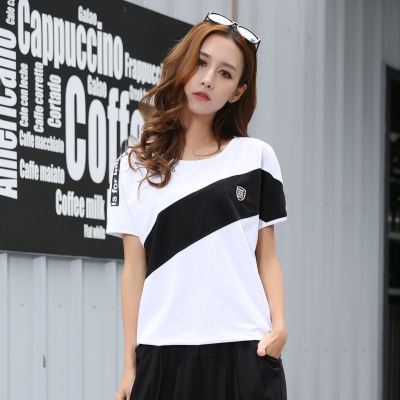 新款2016实力商家夏装韩版女装短袖女式t恤纯棉修身圆领森迪工厂