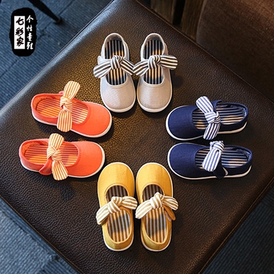 春季男女宝宝单鞋1-3岁2软底学步鞋韩国儿童帆布鞋幼儿园室内鞋潮