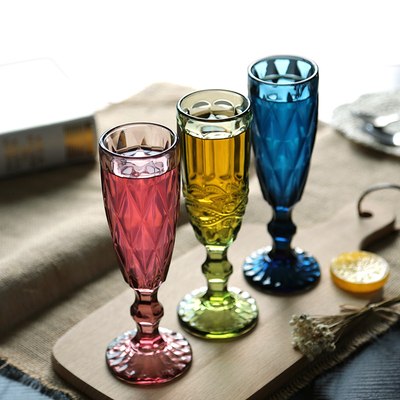 摩登主妇 复古浮雕系列 红色菱形香槟杯 葡萄酒杯 洋酒杯 酒杯