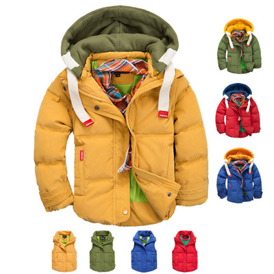 儿童多功能可拆卸羽绒服 男童冬季短款加厚保暖连帽外套100-110cm