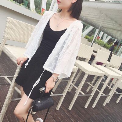 2016夏季韩版女士蕾丝刺绣雪纺防晒衣女沙滩披肩超薄外搭防晒开衫
