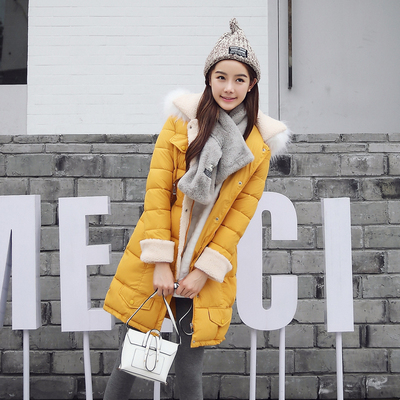 2016冬装新款韩版修身羽绒棉服女中长款显瘦大码外套潮