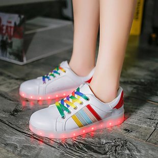 韩版情侣夜光鞋USB充电荧光LED七彩发光鞋男女休闲夏季板鞋闪光灯