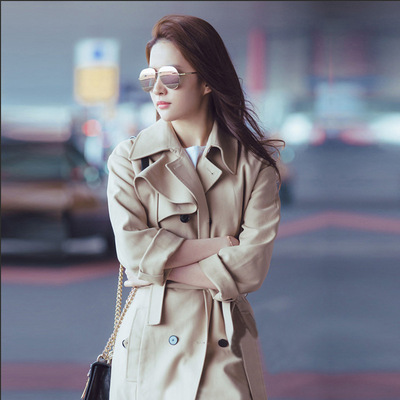 2016年秋季新款女装刘亦菲同款风衣欧洲站高端精品中长款式外套