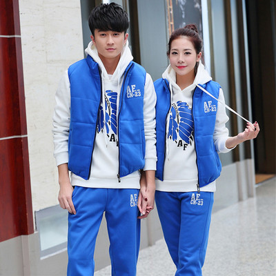 运动套装男新款韩版冬季情侣长袖运动服学生大码休闲卫衣三件套女
