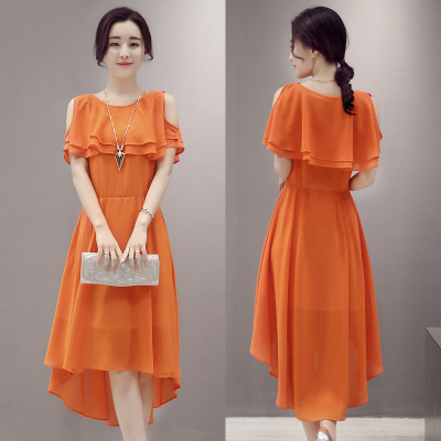 特价2016秋季女装新款韩版时尚修身高腰雪纺连衣裙