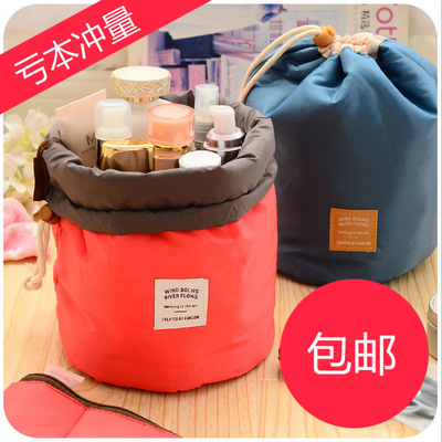 旅行韩国可爱简约圆筒大容量防水化妆包女生便携整理化妆品洗漱包