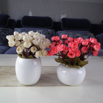 白色骨瓷陶瓷花盆花插批发 餐厅餐桌抬面摆设小花瓶鲜花干花批发