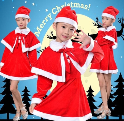 圣诞节儿童服装圣诞老人装扮服饰男童演出服女童衣服cos成人套装