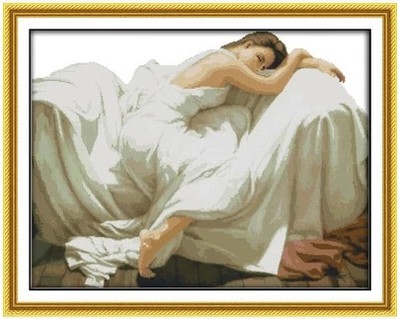 纯手工十字绣成品睡美人睡美女世界名画油画人物卧室挂画包邮