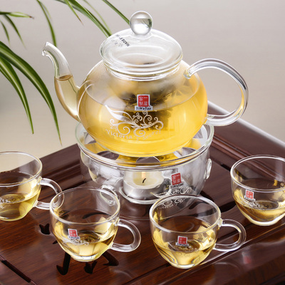 一屋窑耐热玻璃过滤加热泡茶壶花茶壶茶具 欧式六件套装礼盒