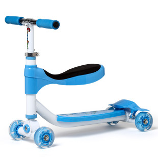 儿童滑板车三合一4轮闪光 婴儿学步车 宝宝滑板车四轮可坐正品